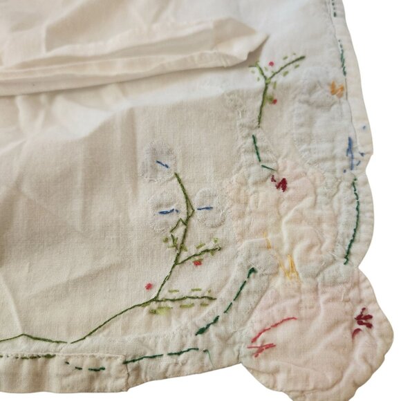 Vintage Tulip Flower Short White Apron Applique Flowers Small To Large - Picture 8 of 8